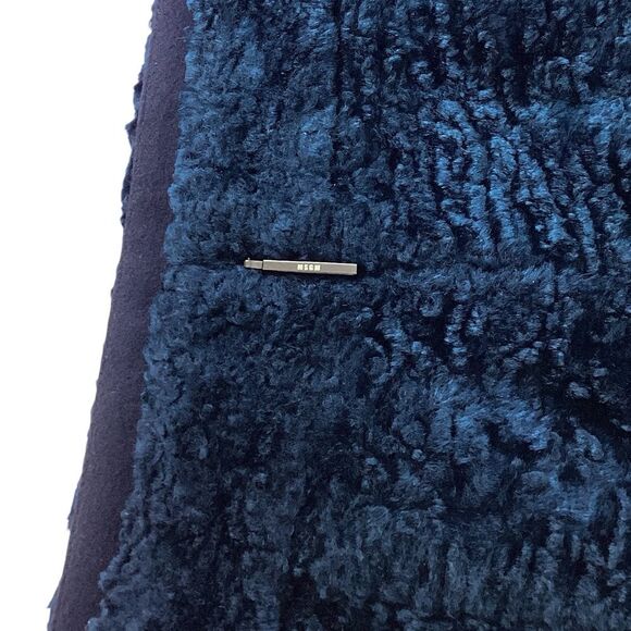 MSGM Size 42 (M) Crushed Velvet Mini Skirt Dark Blue Fuzzy Textured - Picture 6 of 8